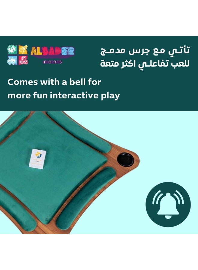 البدر طاولة لعب خشبية منحنية من البدر، طاولة العاب متوسطة الحجم، طاولة بلوت خشبية منحنية متوسطة الحجم 80 × 80، طاولة بطاقات لعب ارضية، طاولة بقع ارضية (اخضر) - Image 5